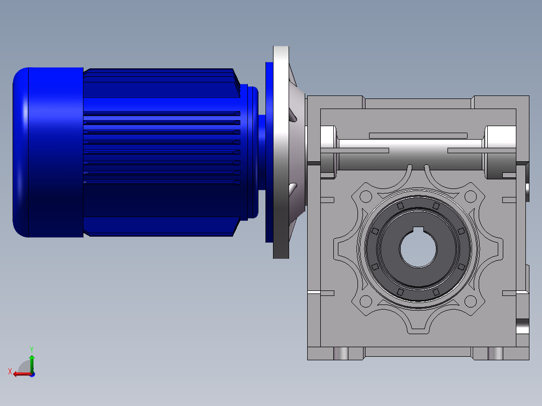 带涡轮减速箱电机后视图