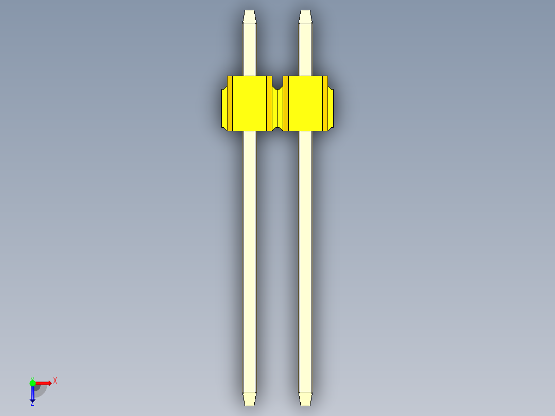 彩色公头100mil（2.54mm）系列-DS1021_yellow_1x02p_100mil_Type5_rev1.0俯视图