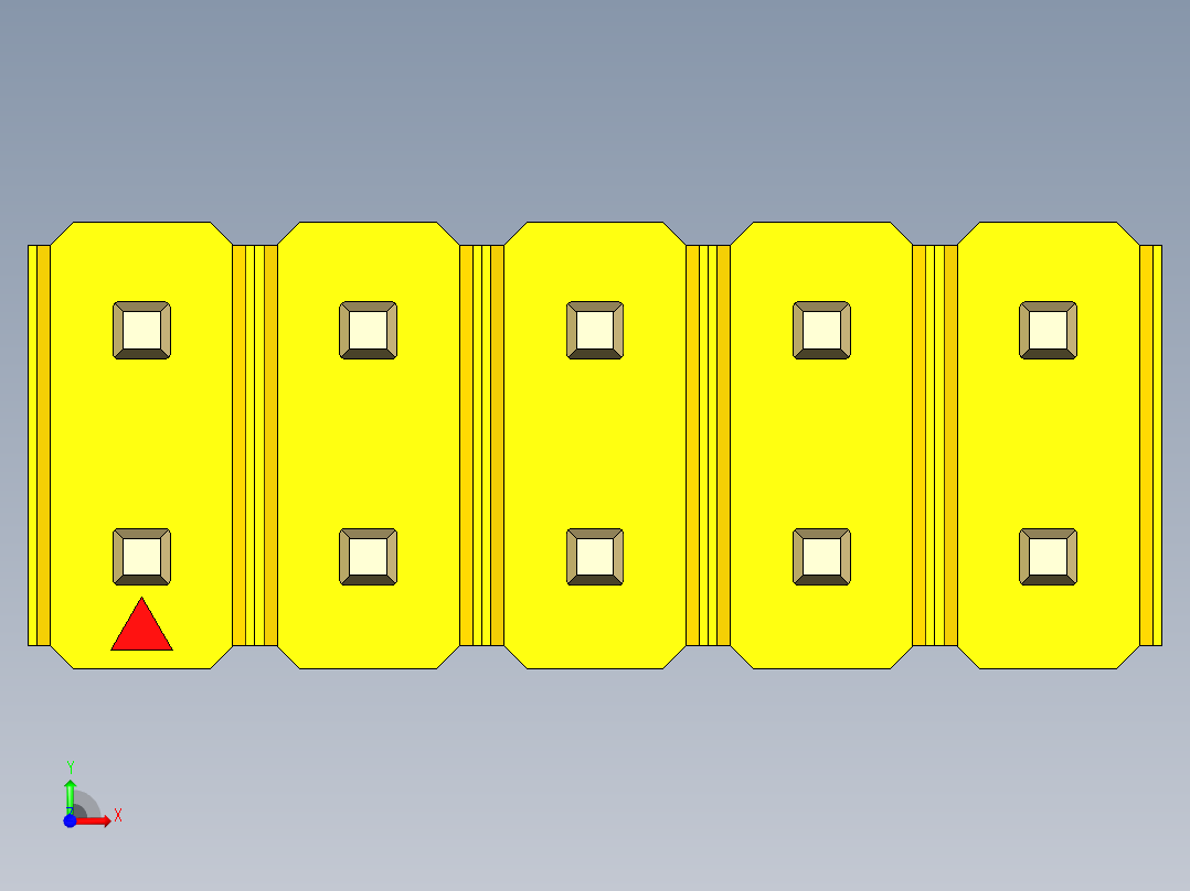 彩色公头100mil（2.54mm）系列-DS1021_yellow_2x05p_100mil_Type1_rev1.0前视图