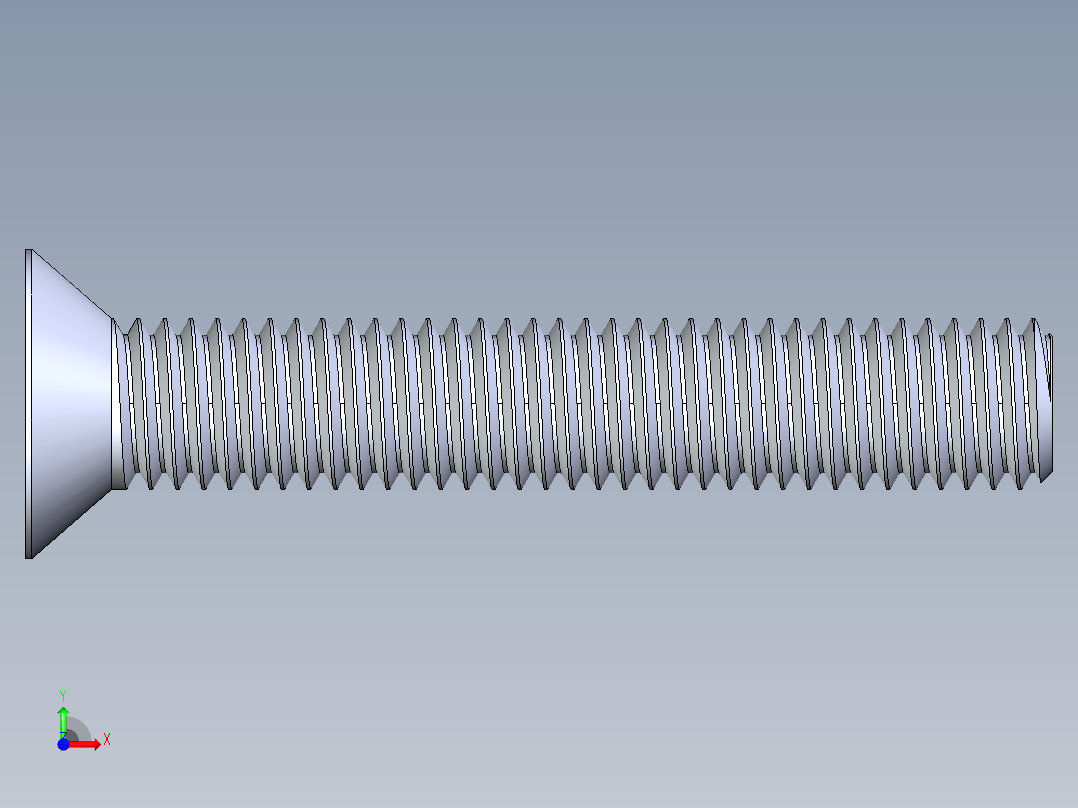 锥形内六角头螺钉-FHCS 0.500x 3.000前视图