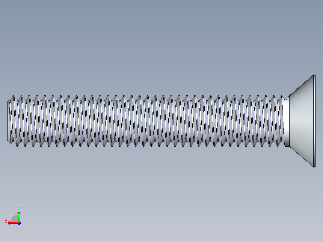 锥形内六角头螺钉-FHCS 0.500x 3.000后视图