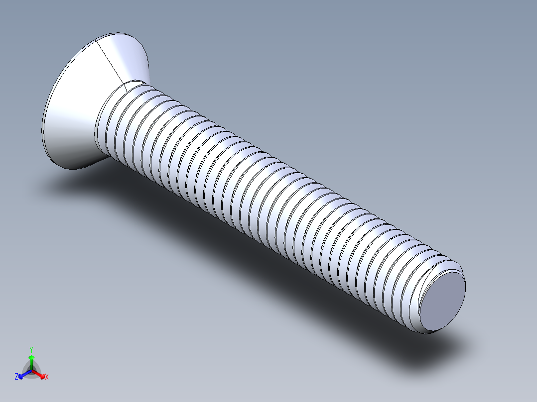 锥形内六角头螺钉-FHCS 0.500x 3.000正等轴测图