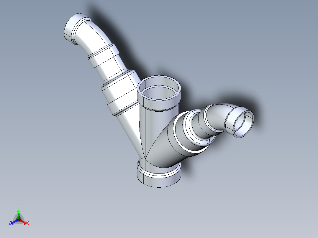 船舶管路系统S12_SeaDrainPLUS_DoubleComboReducingWye-SxSxSxS_37E268232_3x2in Sea Drain Plus - Double Combo Reducing Wye - SxSxSxS正等轴测图