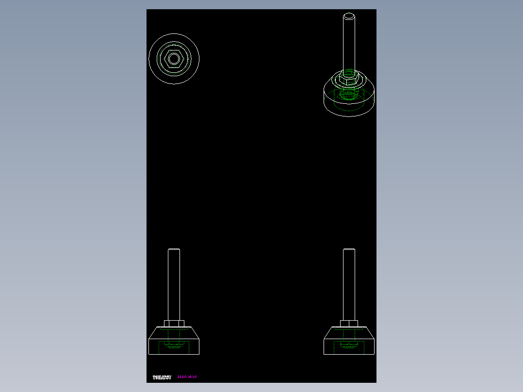 橡膠固定腳座5550,5551-2D多系列多零件图纸模型