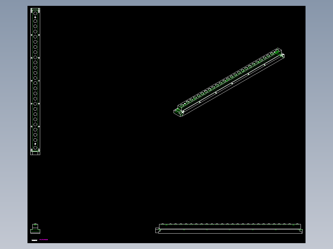 空氣浮上式萬向滾珠條(T溝型)AFU(B)-2D多系列多零件图纸模型