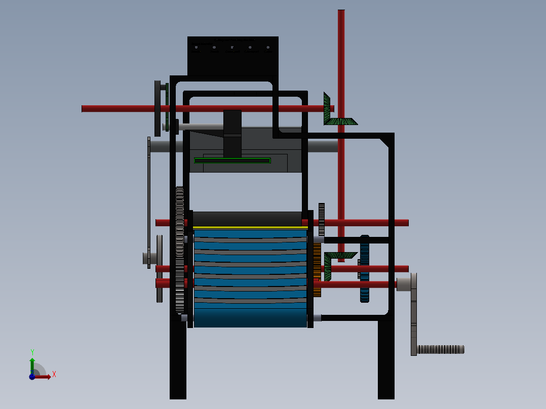 传送带上料冲压和切割机前视图