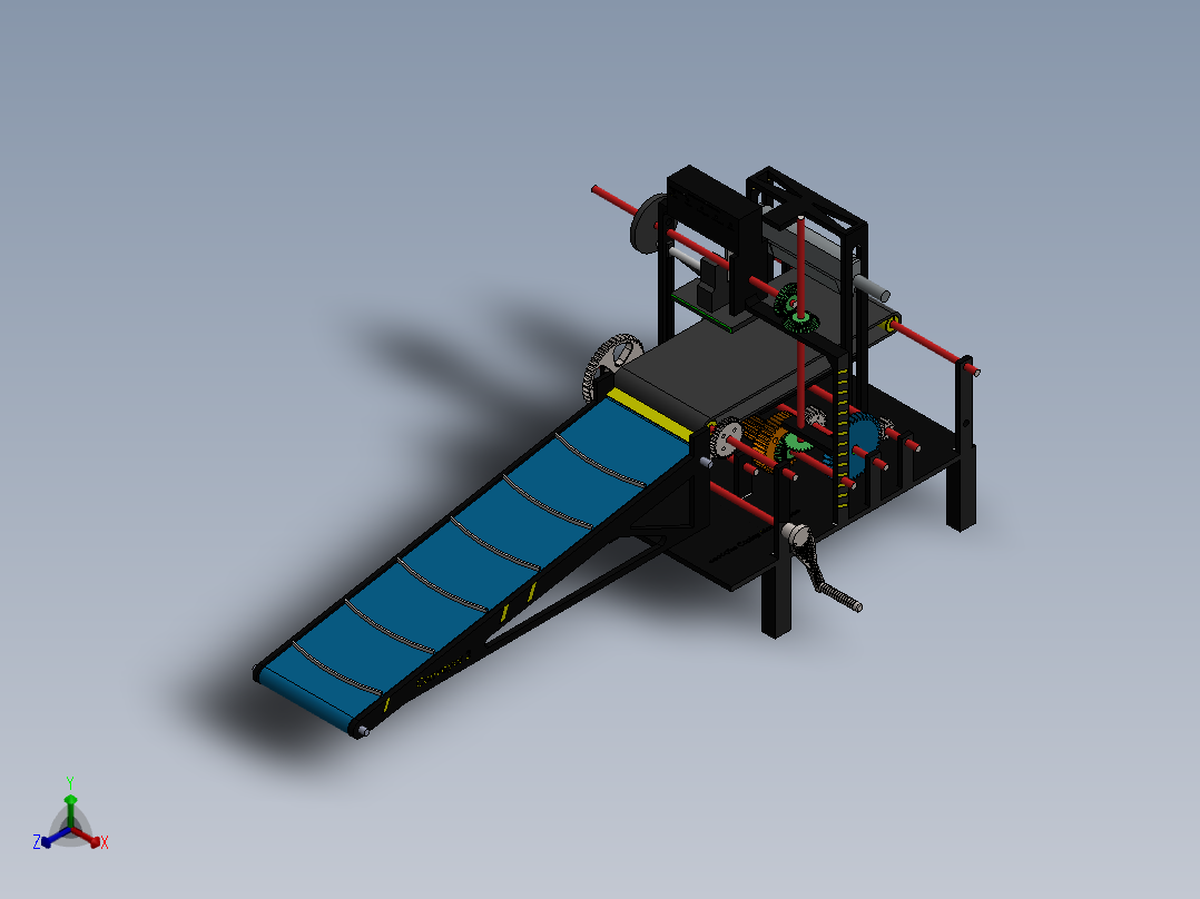 传送带上料冲压和切割机正等轴测图