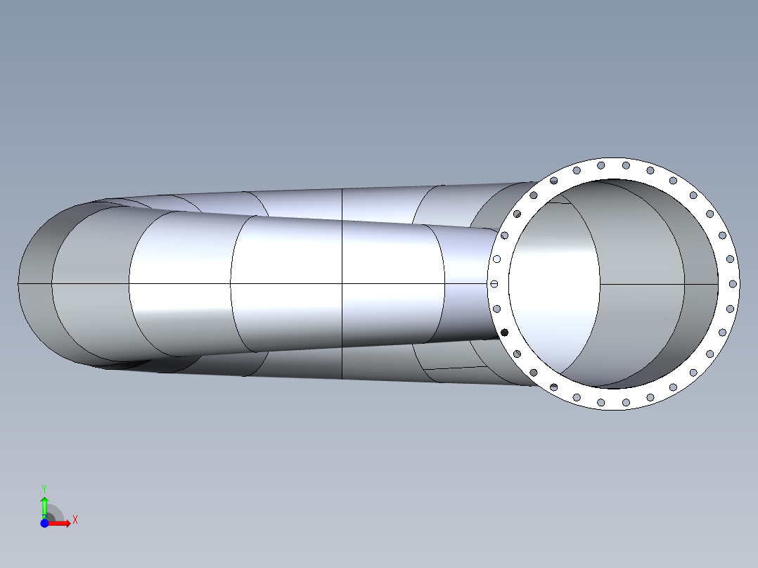 混流式涡轮机螺旋壳前视图