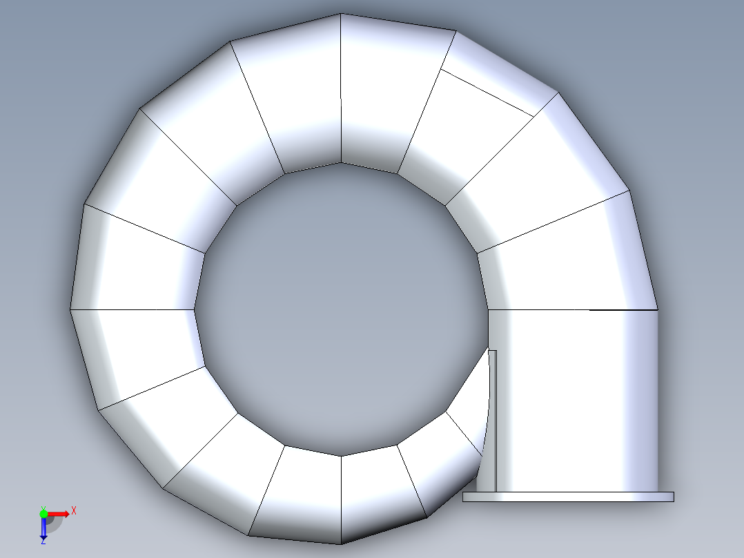 混流式涡轮机螺旋壳俯视图