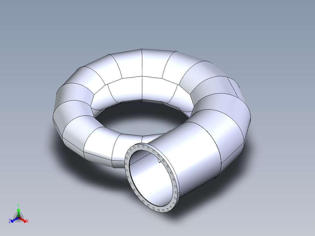 混流式涡轮机螺旋壳正等轴测图