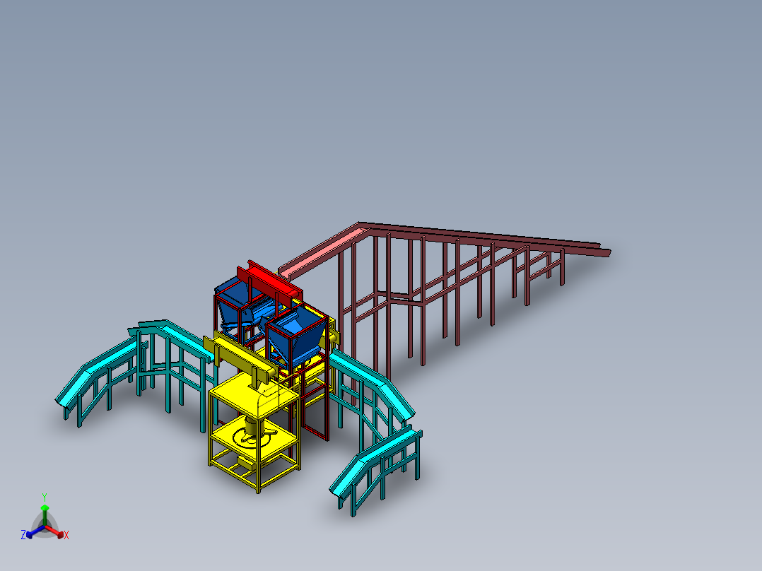 核桃自动筛皮生产线sw17正等轴测图