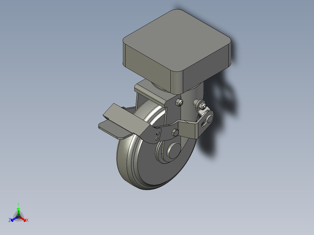8寸脚轮CMTYS150-R正等轴测图