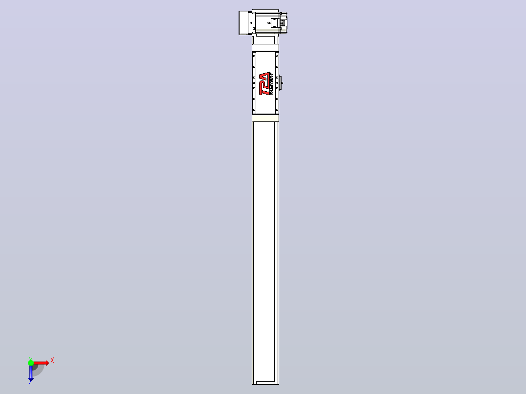 伺服电机集成皮带传动直线执行器TPA-OCB-100-192-L850-RU-P75-N3俯视图