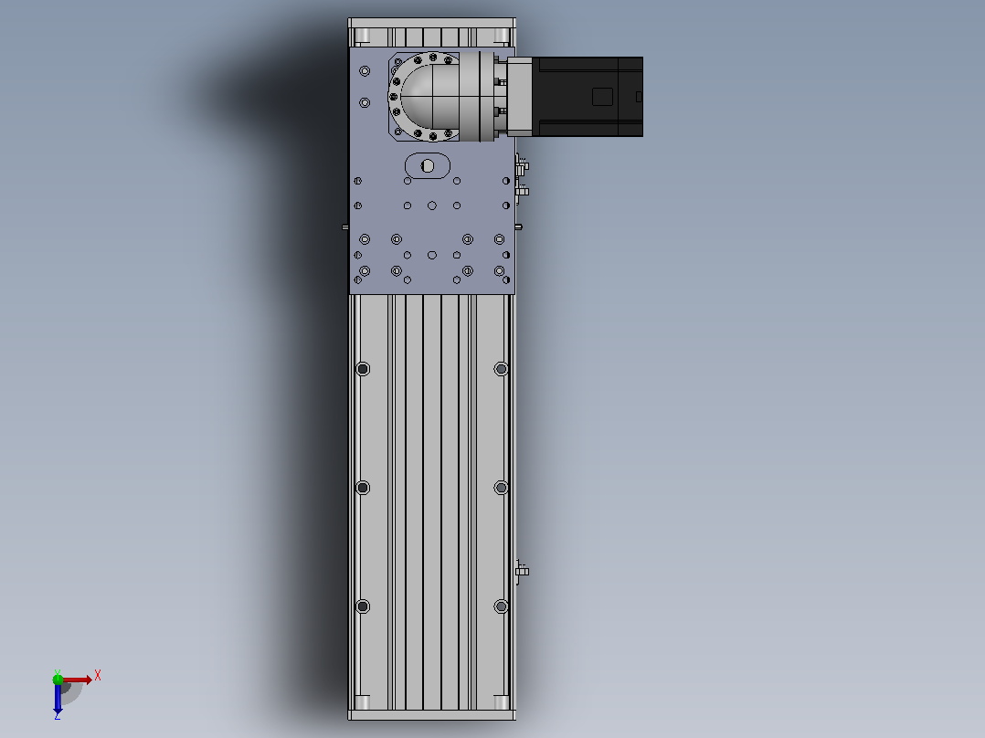 DMG170-RCM齿轮齿条模组直线滑台（电机右折）[DMG170-L16S400-DT750-C2U-RCM-P7]俯视图
