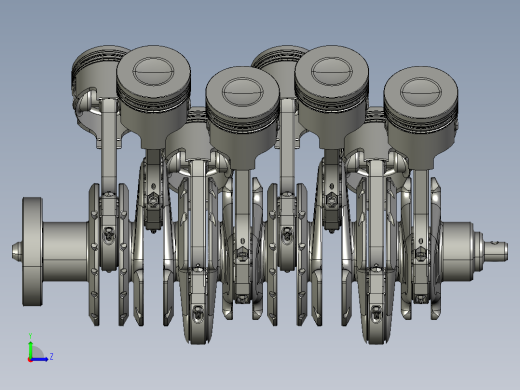 V8发动机曲轴和活塞 3D图纸 机械设备设计3D模型文件素材左视缩略图