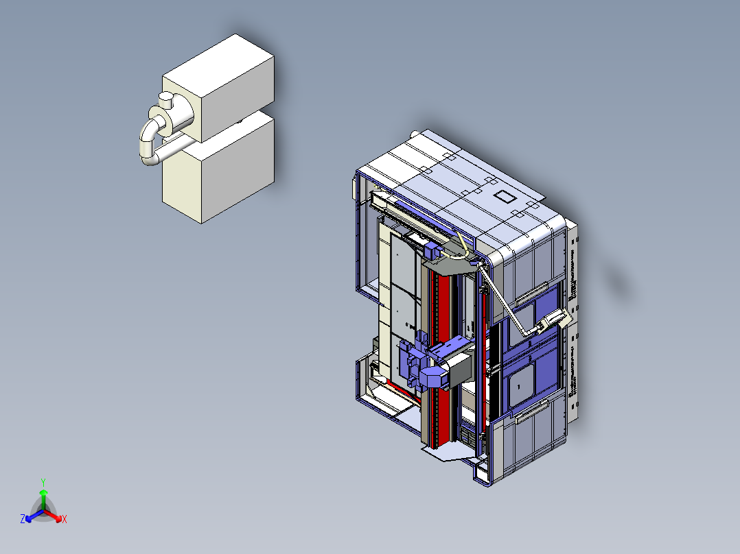 动梁五轴加工中心3020正等轴测图