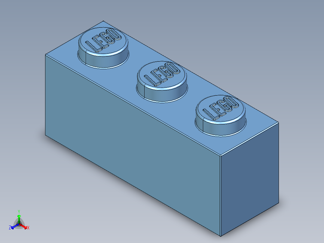 乐高套装 4421基本积木-6000881 - 3622 Medium Blue Brick 1 x 3.STEP正等轴测图