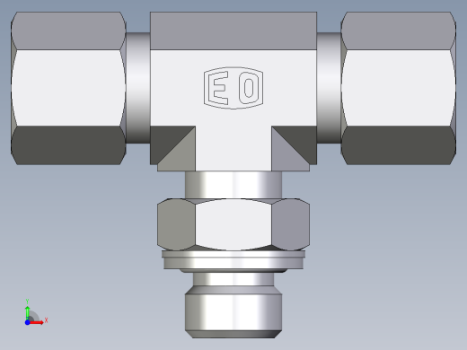 卡套式工业通用硬管接头EO_Adjustable_locknut_branch_tee_TEE08ZSMCF前视缩略图