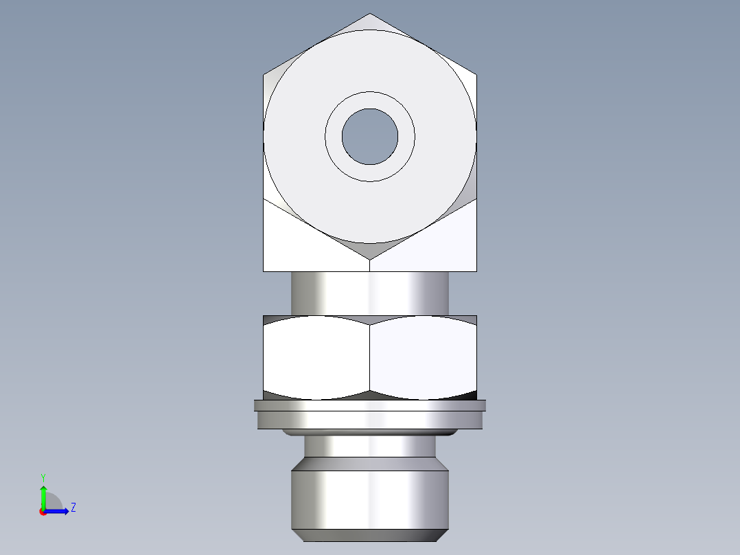 卡套式工业通用硬管接头EO_Adjustable_locknut_branch_tee_TEE08ZSMCF左视图