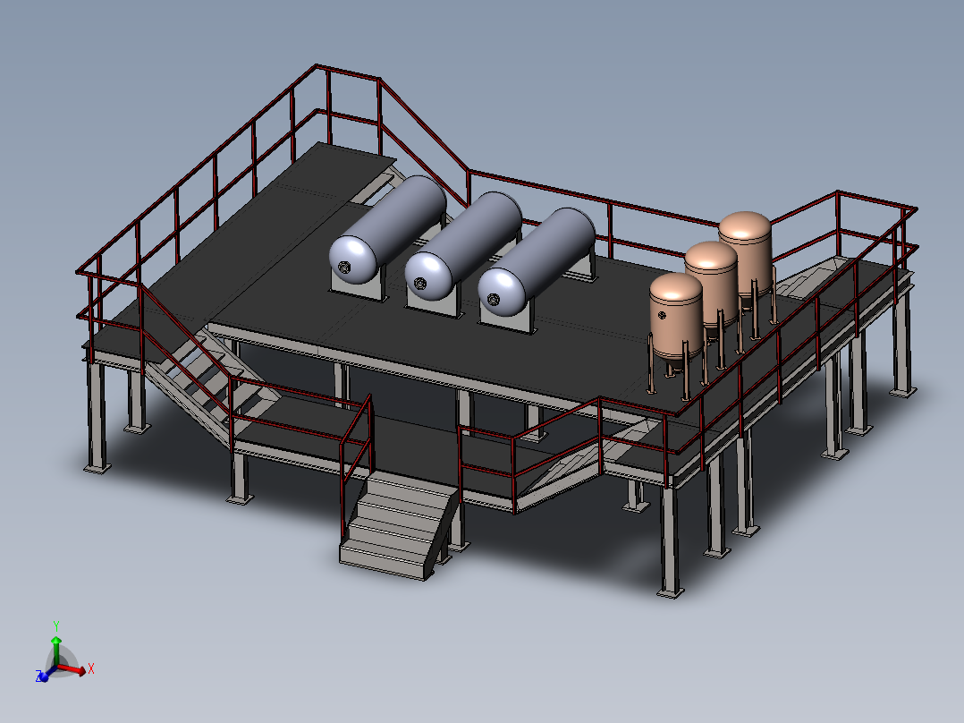 反应罐的平台主视图