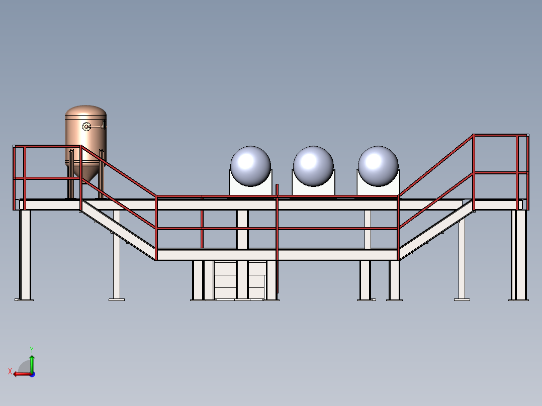 反应罐的平台后视图