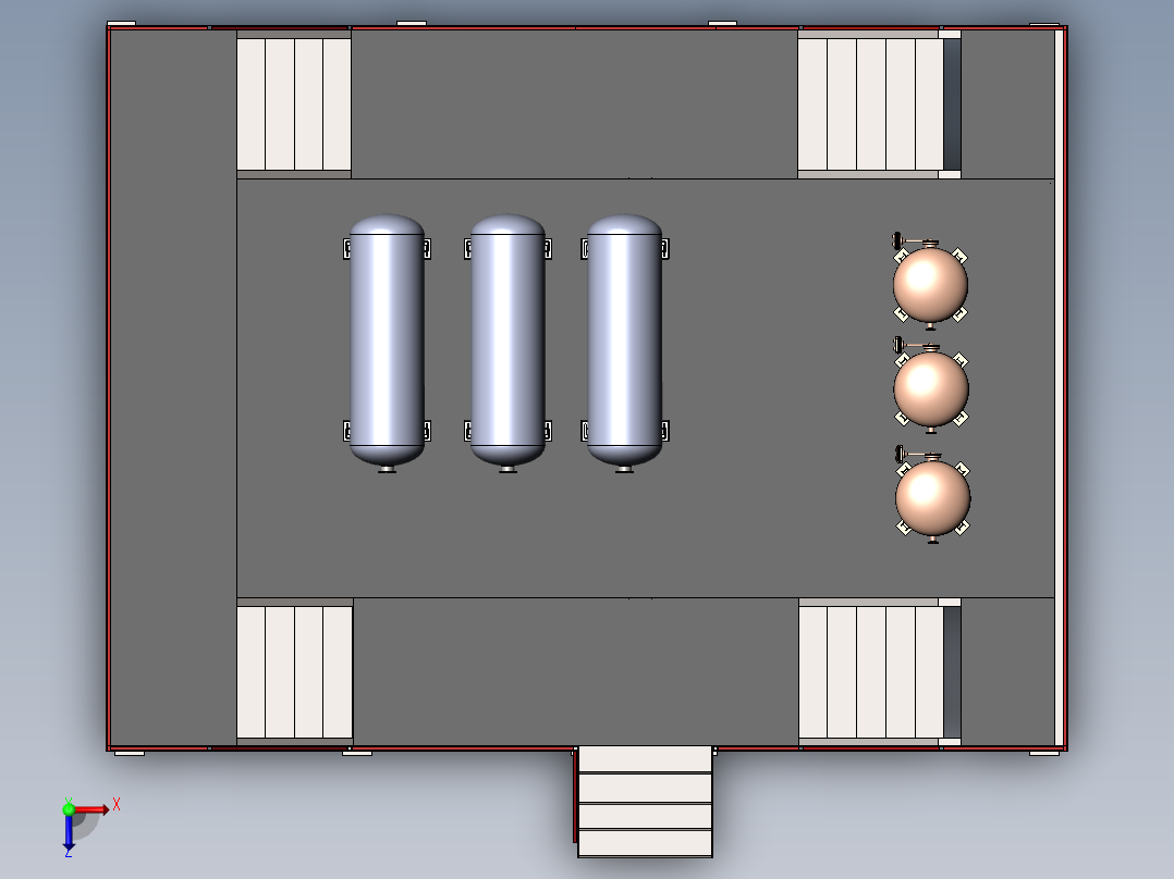 反应罐的平台俯视图