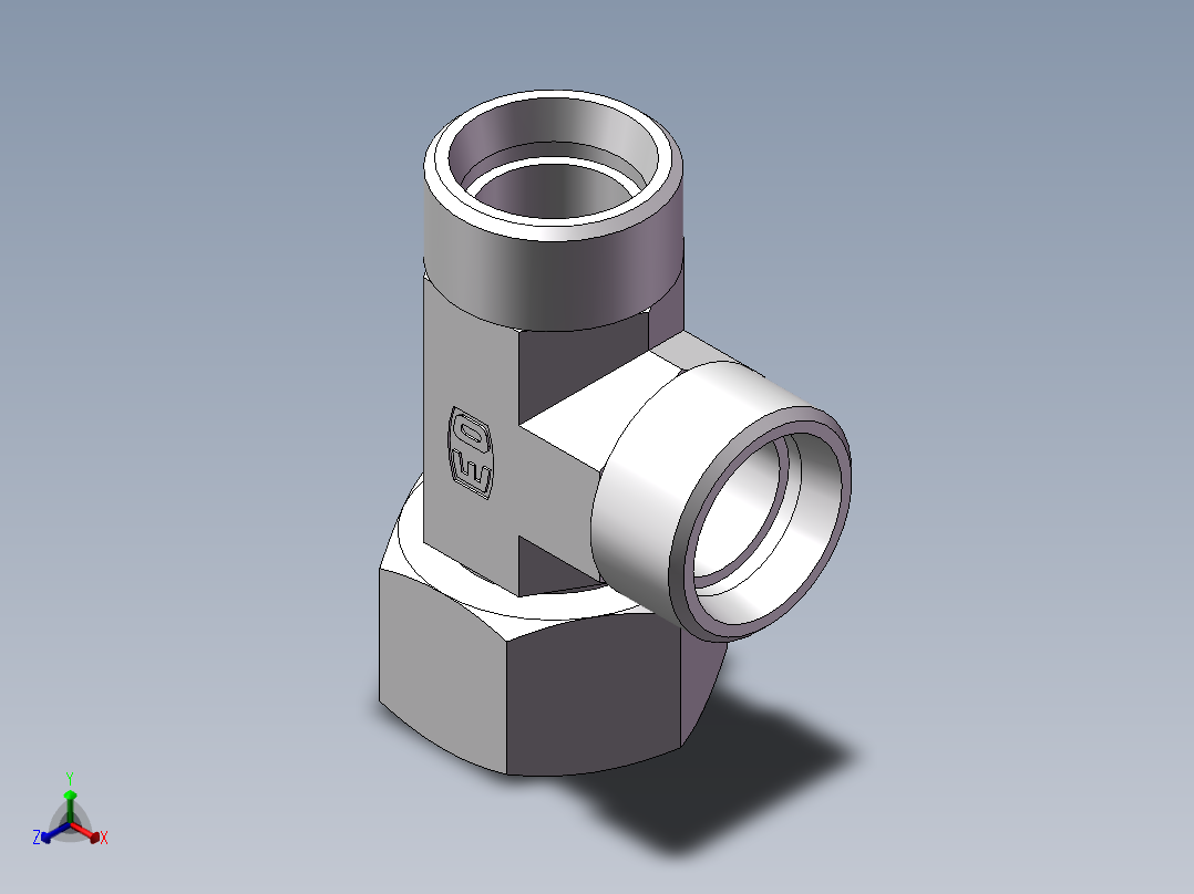CC+CD 三通组合接头、CC-30正等轴测图