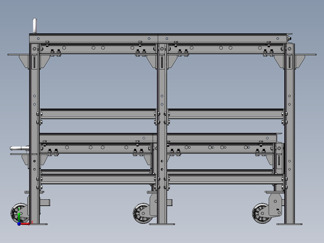 货架、单层抽屉式储物架前视图