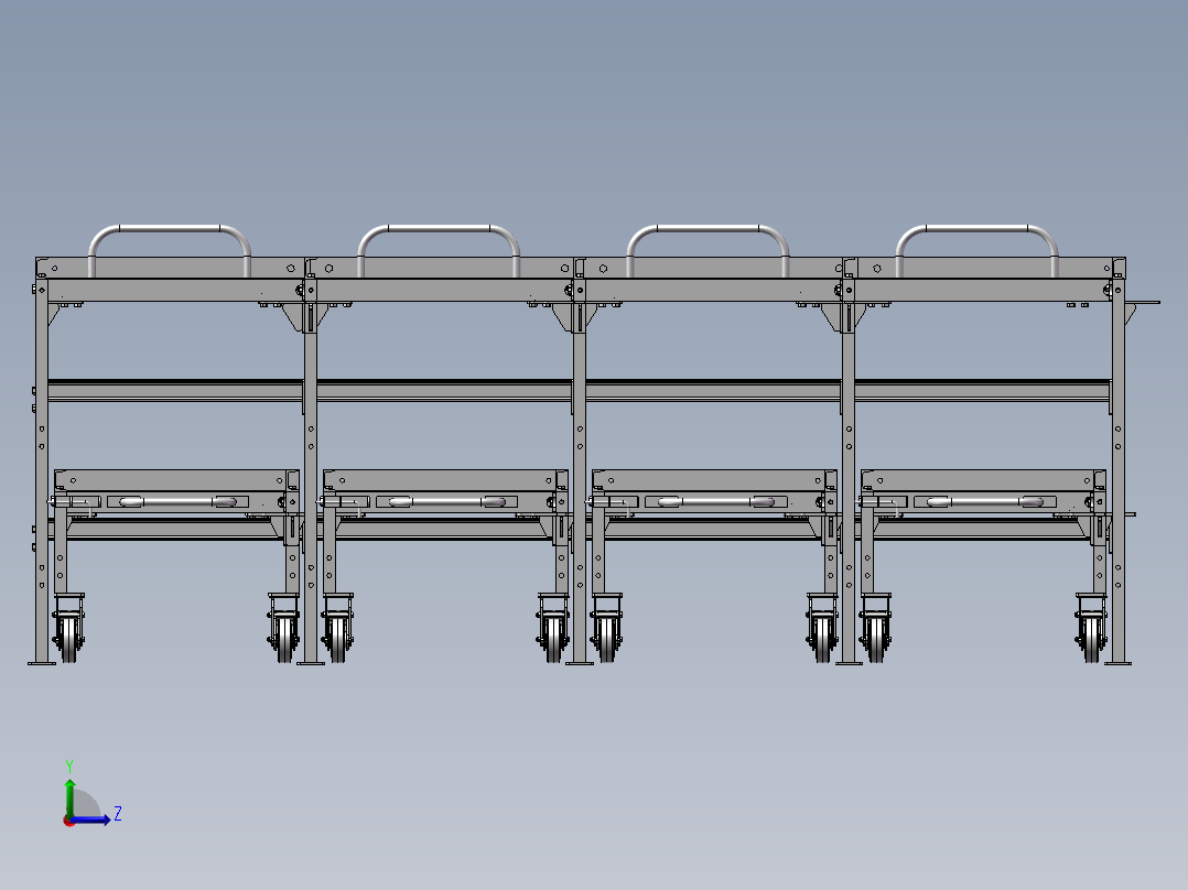 货架、单层抽屉式储物架左视图