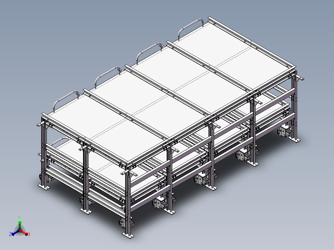 货架、单层抽屉式储物架正等轴测图