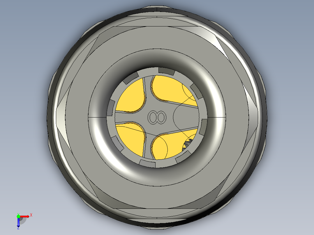 M8传感插连接器直型母插4芯俯视图