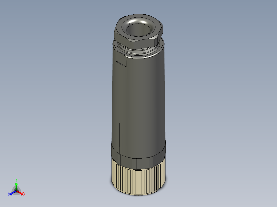 M8传感插连接器直型母插4芯正等轴测图