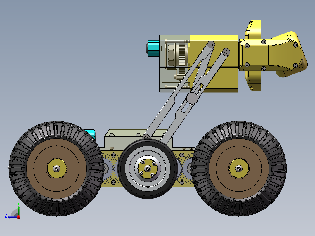 管道探测机器人小车右视图