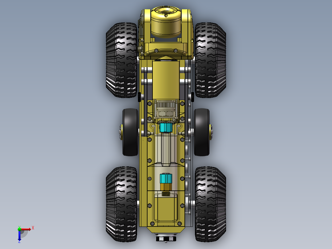 管道探测机器人小车俯视图