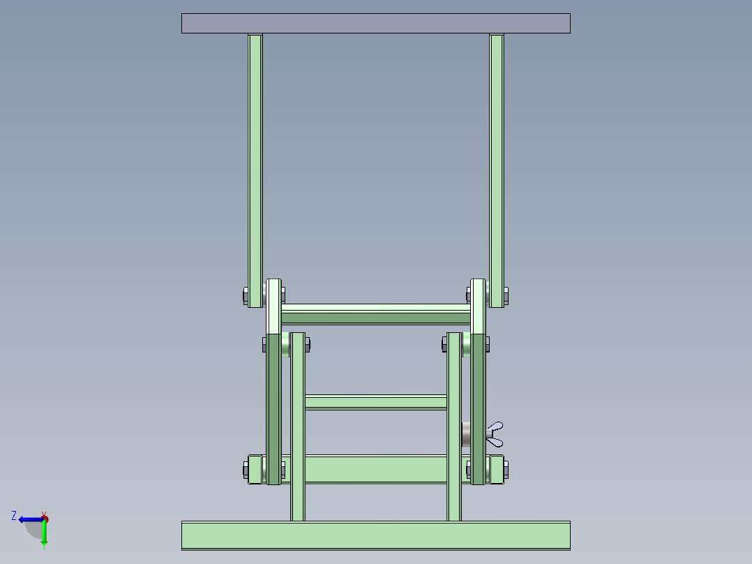 工作台Canine Hairdressing折叠工作台机构3D图纸 Solidworks设计 STEP前视图