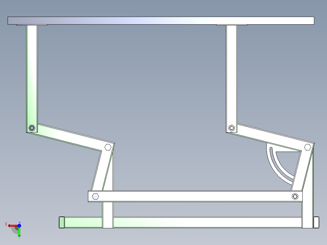 工作台Canine Hairdressing折叠工作台机构3D图纸 Solidworks设计 STEP左视图
