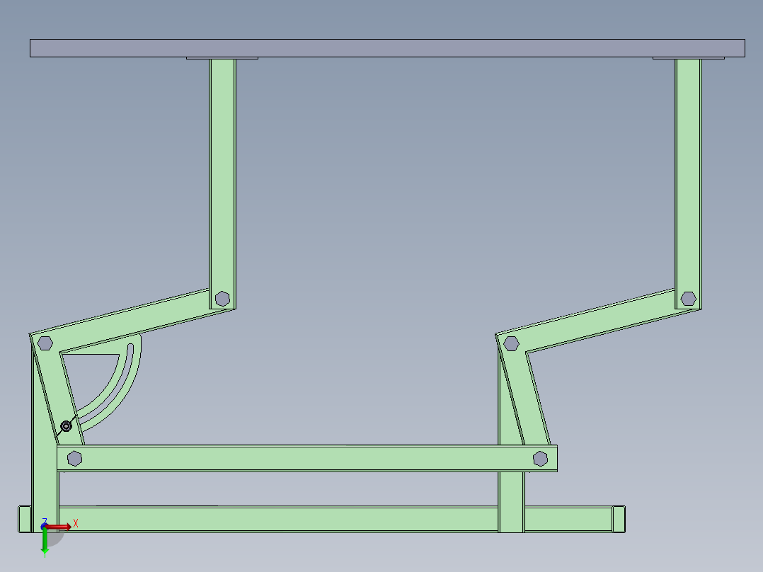 工作台Canine Hairdressing折叠工作台机构3D图纸 Solidworks设计 STEP右视图
