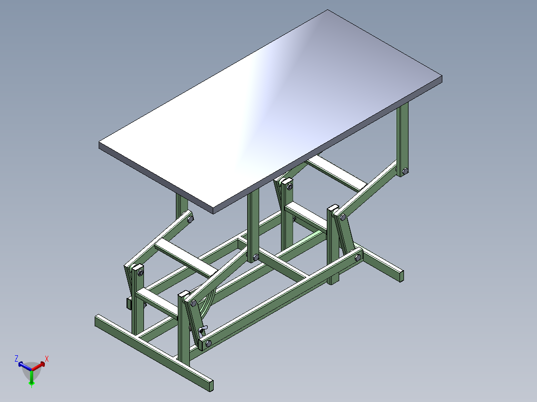 工作台Canine Hairdressing折叠工作台机构3D图纸 Solidworks设计 STEP正等轴测图