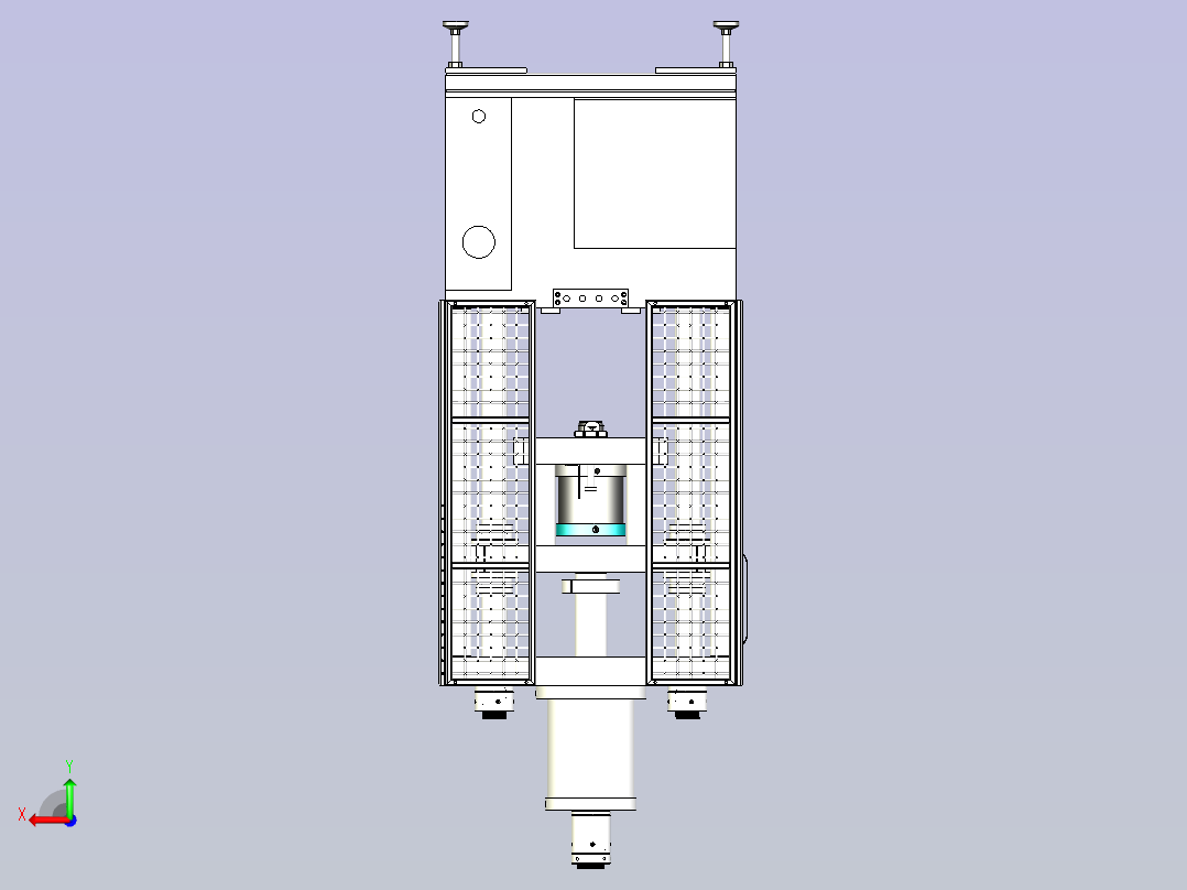 一款冲凸台液压机三维3D数模后视图