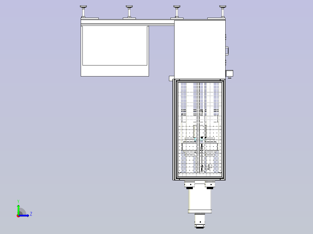 一款冲凸台液压机三维3D数模左视图