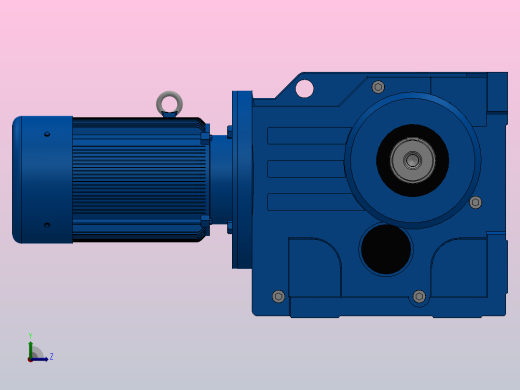 K97底脚轴伸式安装螺旋锥齿轮减速机K97-YV0.75-8P-152.31-M1-0°-A+B左视缩略图