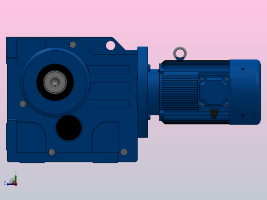 K97底脚轴伸式安装螺旋锥齿轮减速机K97-YV0.75-8P-152.31-M1-0°-A+B右视缩略图