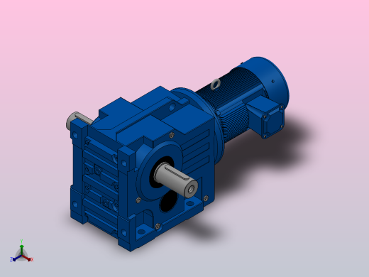 K97底脚轴伸式安装螺旋锥齿轮减速机K97-YV0.75-8P-152.31-M1-0°-A+B正等轴测缩略图