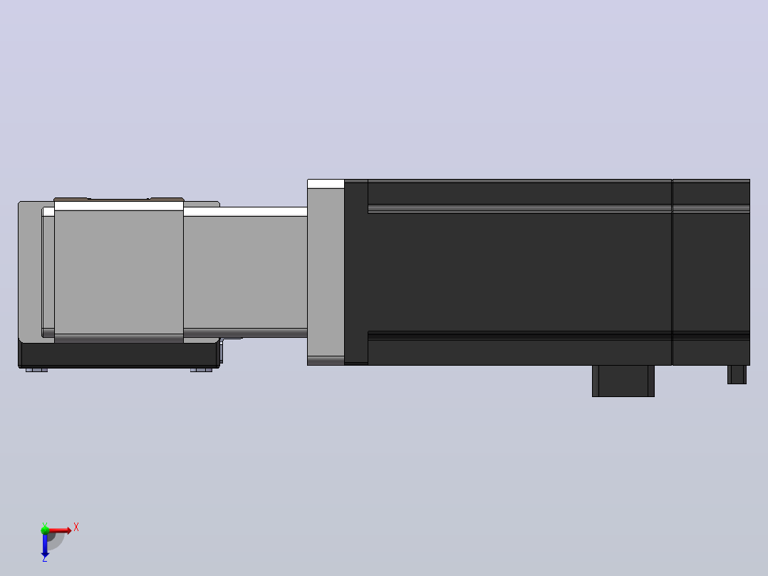 DMB65-RTCR同步带模组直线模组（电机右折带电机座）[DMB65-L66S300-DT100-C2U-RTCR]俯视图