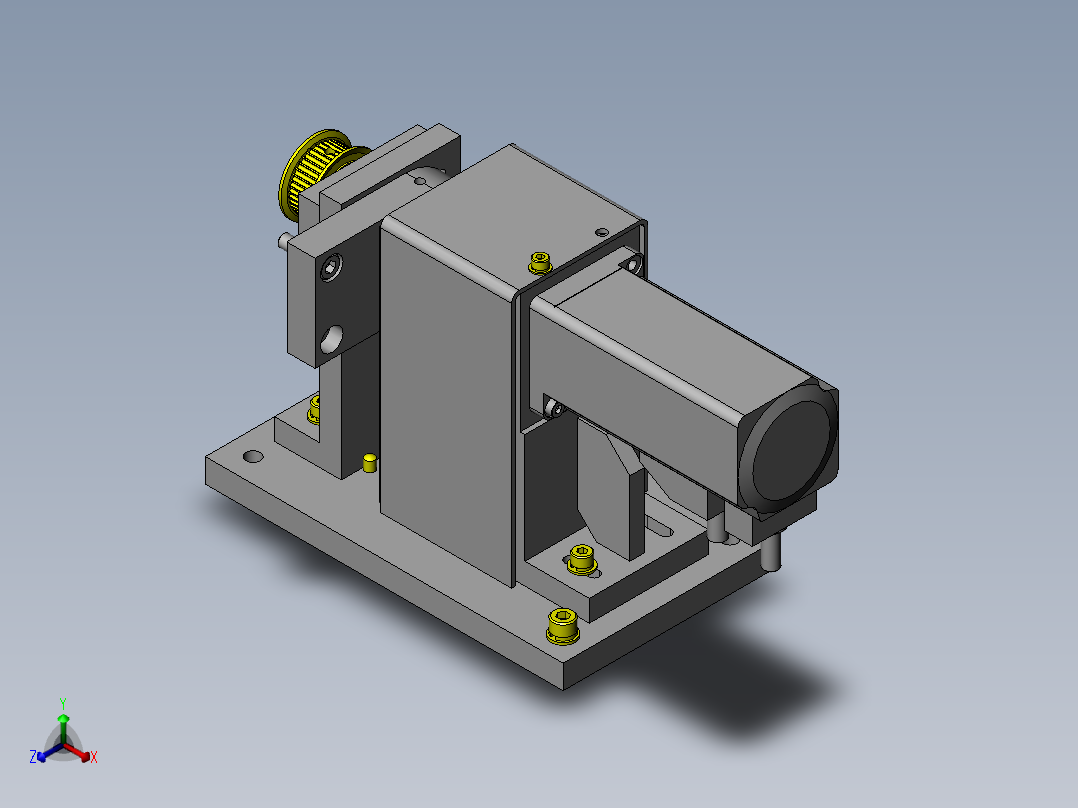 始终保持向下的单马达驱动装置正等轴测图