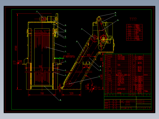 800型回转式格栅除污机设计cad图纸