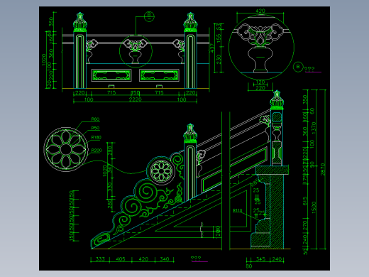 CAD室内设计施工图常用图块之栏杆