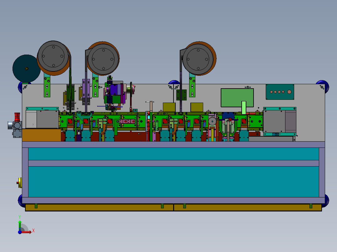 纯凸轮组装设备3D图纸 H962 非标自动化设备3D图纸3D模型前视图