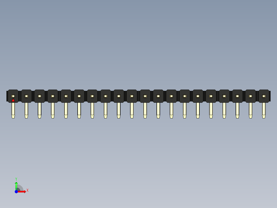 彩色公排针 100mil 2.54mm 系列-DS1022_black_1x20p_100mil_TypeD_rev1.0前视图