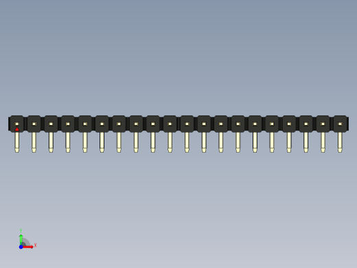 彩色公排针 100mil 2.54mm 系列-DS1022_black_1x20p_100mil_TypeD_rev1.0前视缩略图